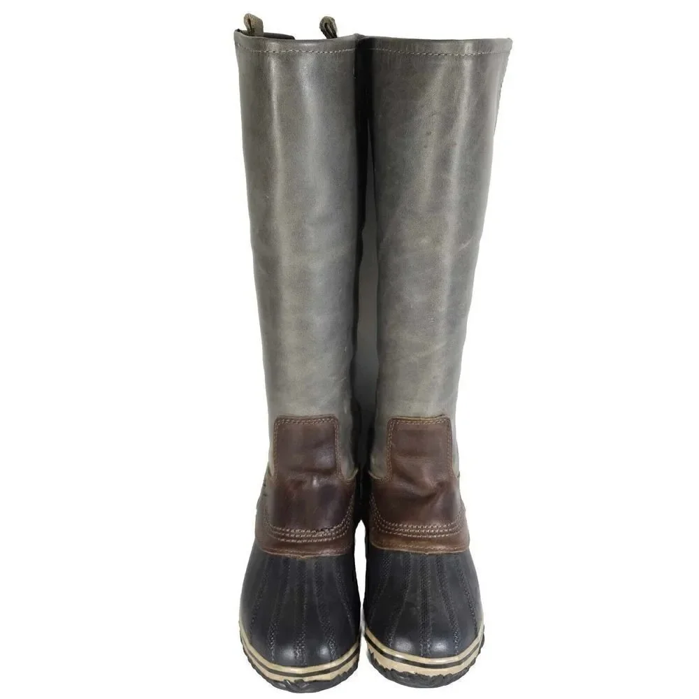Sorel Women's Slimpack US6,5 Gray Leather Tall Waterproof Equestrian Snow Boots